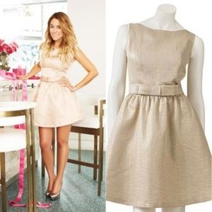 Lauren Conrad Gold Fit & Flare Bow Holiday Dress